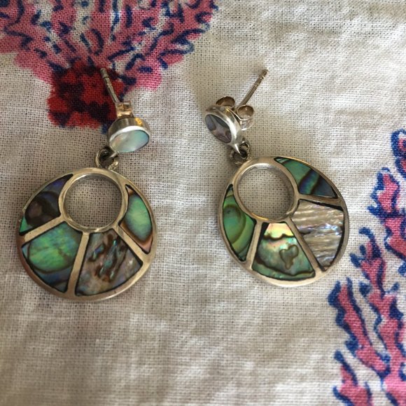 sterling silver abalone shell earrings - Picture 1 of 5